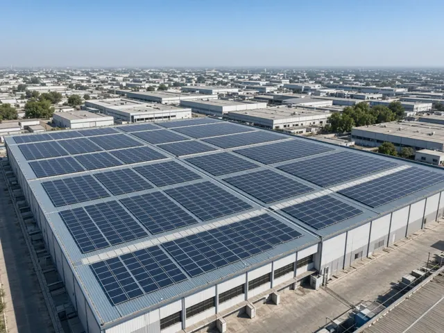 Solar on a factory roof (illustrative)
