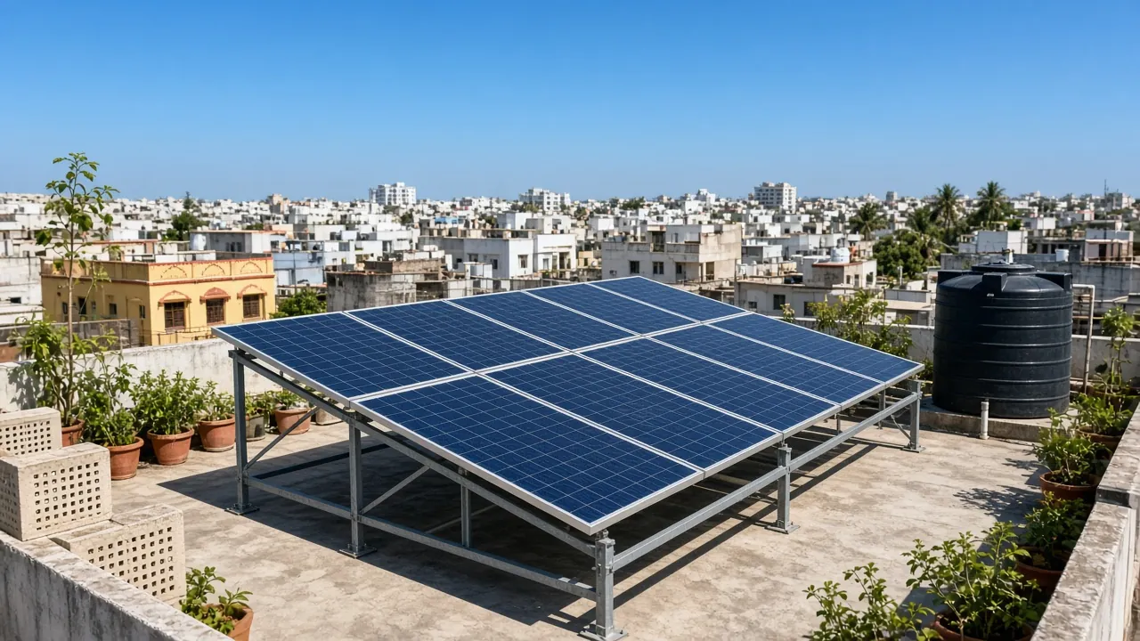 Rooftop solar panels on a home (illustrative)